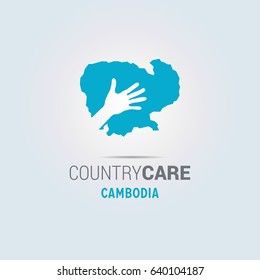 Illustration of an isolated hands offering sign with the map of Combodia