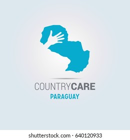 Illustration of an isolated hands offering sign with the map of Paraguay