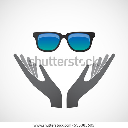 Illustration of an isolated hands offering sign with  a sunglasses icon