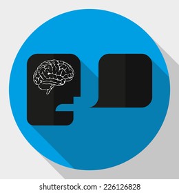 Illustration of an isolated head with an icon brain