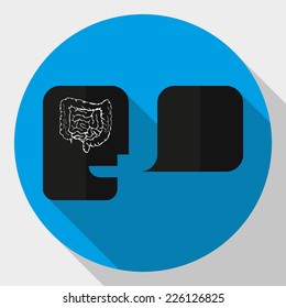 Illustration of an isolated head with an icon digestive system