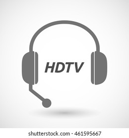 Illustration of an isolated  headset icon with    the text HDTV