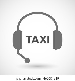 Illustration of an isolated  headset icon with    the text TAXI