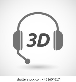 Illustration of an isolated  headset icon with    the text 3D
