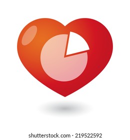 Illustration of an isolated heart with a pie chart