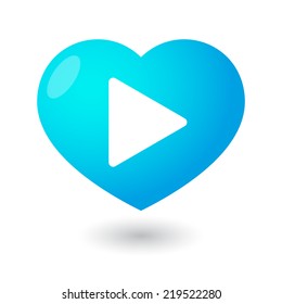 Illustration of an isolated heart with a play sign