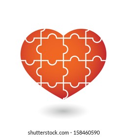 Illustration of an isolated heart puzzle