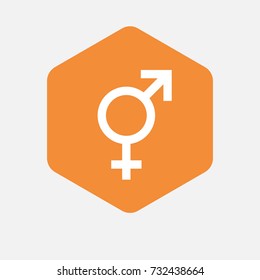Illustration of an isolated hexagon button with a bigender symbol
