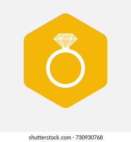 Illustration of an isolated hexagon button with an engagement ring