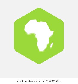 Illustration of an isolated hexagon button with  a map of the african continent