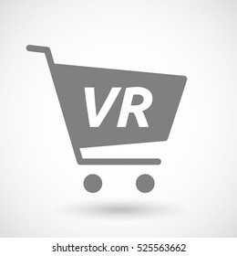 Illustration of an isolated hopping cart icon with    the virtual reality acronym VR