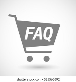 Illustration of an isolated hopping cart icon with    the text FAQ