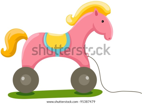 illustration of\
isolated horse toy on white\
background