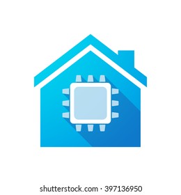Illustration of an isolated house icon with a cpu