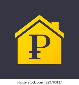 Illustration of an isolated house icon with a currency sign