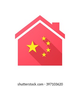 Illustration of an isolated house icon with  the five stars china flag symbol