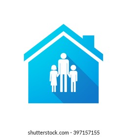 Illustration of an isolated house icon with a male single parent family pictogram