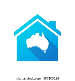 Illustration of an isolated house icon with  a map of Australia