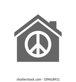 Illustration of an isolated house with a peace sign