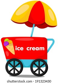 illustration isolated Ice cream cart shop 