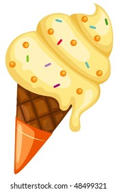 illustration of isolated ice cream cone on white background