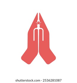 Ilustração de um ícone isolado em um fundo branco, pinças. desenho de elemento ilustração de mãos implorando e fechando uns aos outros em rosa. tema religioso