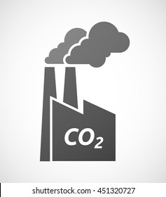 Illustration of an isolated industrial factory icon with    the text CO2