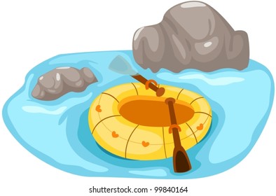 illustration of isolated inflatable boat on white