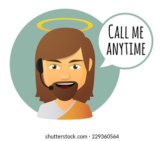 Illustration of an isolated Jesus avatar with a comic balloon