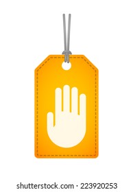 Illustration of an isolated label icon with a hand