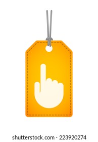 Illustration of an isolated label icon with a hand