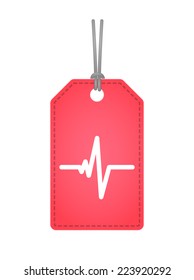 Illustration of an isolated label icon with a heart beat