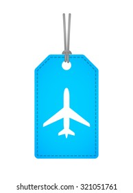 Illustration of an isolated label icon with a plane