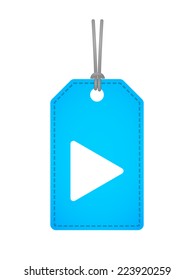 Illustration of an isolated label icon with a play sign