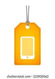 Illustration of an isolated label icon with a smartphone