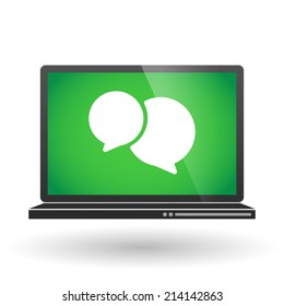 Illustration of an isolated laptop with a comic balloon