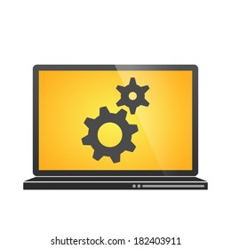 Illustration of an isolated laptop with an icon