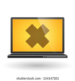Illustration of an isolated laptop with an irritating substance sign