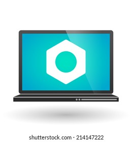 Illustration of an isolated laptop with a nut
