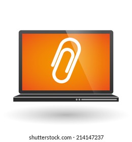 Illustration of an isolated laptop with a paper clip