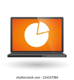 Illustration of an isolated laptop with a pie chart