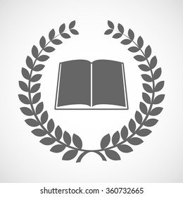 Illustration of an isolated laurel wreath icon with a book