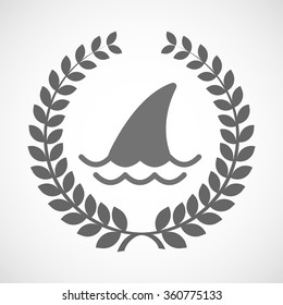 Illustration of an isolated laurel wreath icon with a shark fin