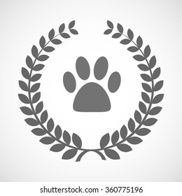 Illustration of an isolated laurel wreath icon with an animal footprint