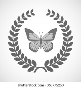 Illustration of an isolated laurel wreath icon with a butterfly