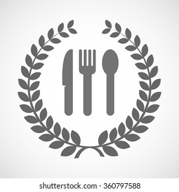 Illustration of an isolated laurel wreath icon with cutlery