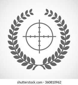 Illustration of an isolated laurel wreath icon with a crosshair