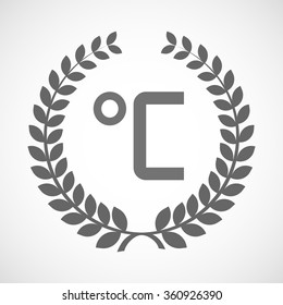 Illustration of an isolated laurel wreath icon with  a celsius degree sign