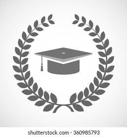 Illustration of an isolated laurel wreath icon with a graduation cap