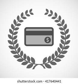 Illustration of an isolated laurel wreath icon with  a credit card